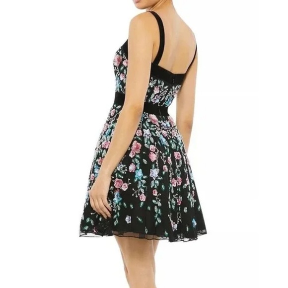 Mac Duggal Beaded Black Floral Mini Dress - Picture 3 of 15